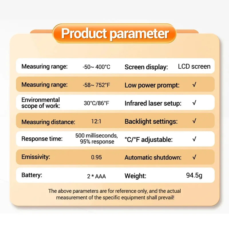 TH201 Digital Thermometer Handheld Non-Contact Laser Temperature Meter Gun Temperature Tester Instruments Pyrometer 2025