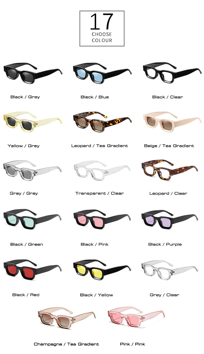 SO&EI Ins Popular Fashion Small Square Polarized Sunglasses Women Retro Punk Shades UV400 Men Trending Sun Glasses