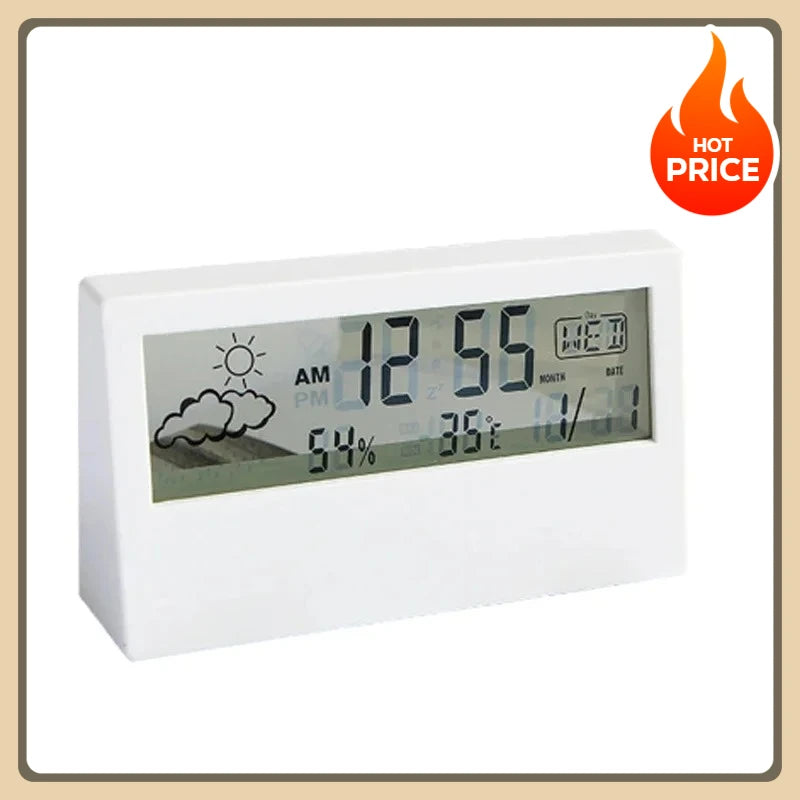 LED Thermometer Thermo-Hygrometer Multifunction Electronic Temperature Humidity Meter Weather Station for Home With Alarm Clock