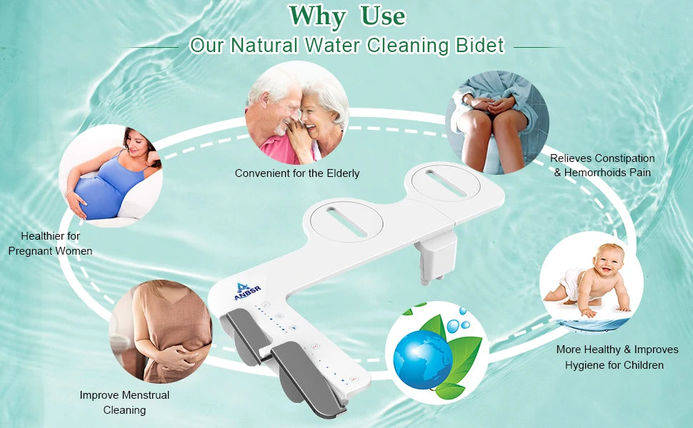 Bidet Attachment for Toilet - Dual Retractable Nozzles Bidet(Hygienic Rear & Feminine Wash) with Adjustable Water Pressure