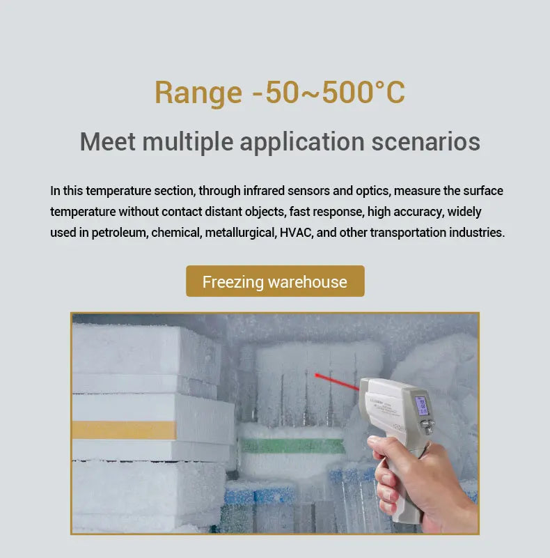 Industrial Laser LCD Digital IR Infrared Thermometer Temperature Meter Point -50-500 Degree Non-Contact Thermometer Pyrometer