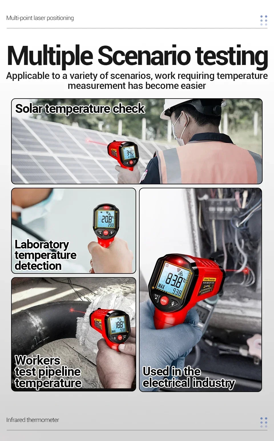 Infrared Laser Thermometer ANENG TH202 Digital Temperature Non Contact Meter LCD Display Pyrometer Point Gun Tester Tools