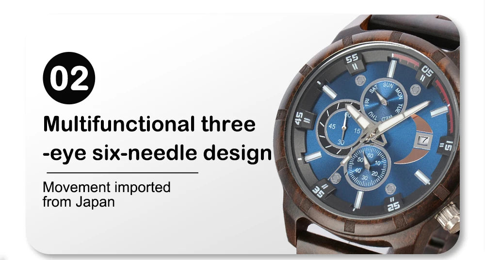 Wooden Wrist Watches For Men Fashion Quartz Wristwatches With Clock Date Week Timepieces Wood Wach Box for Him reloj hombre