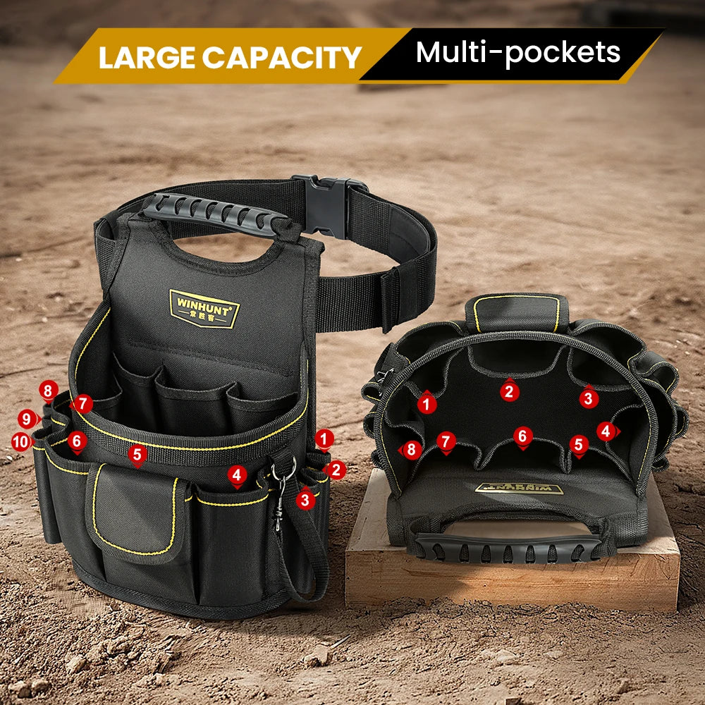 Electrician Tool Pouch, Designed for Professional Electricians and Maintenance Repair Technicians,Black