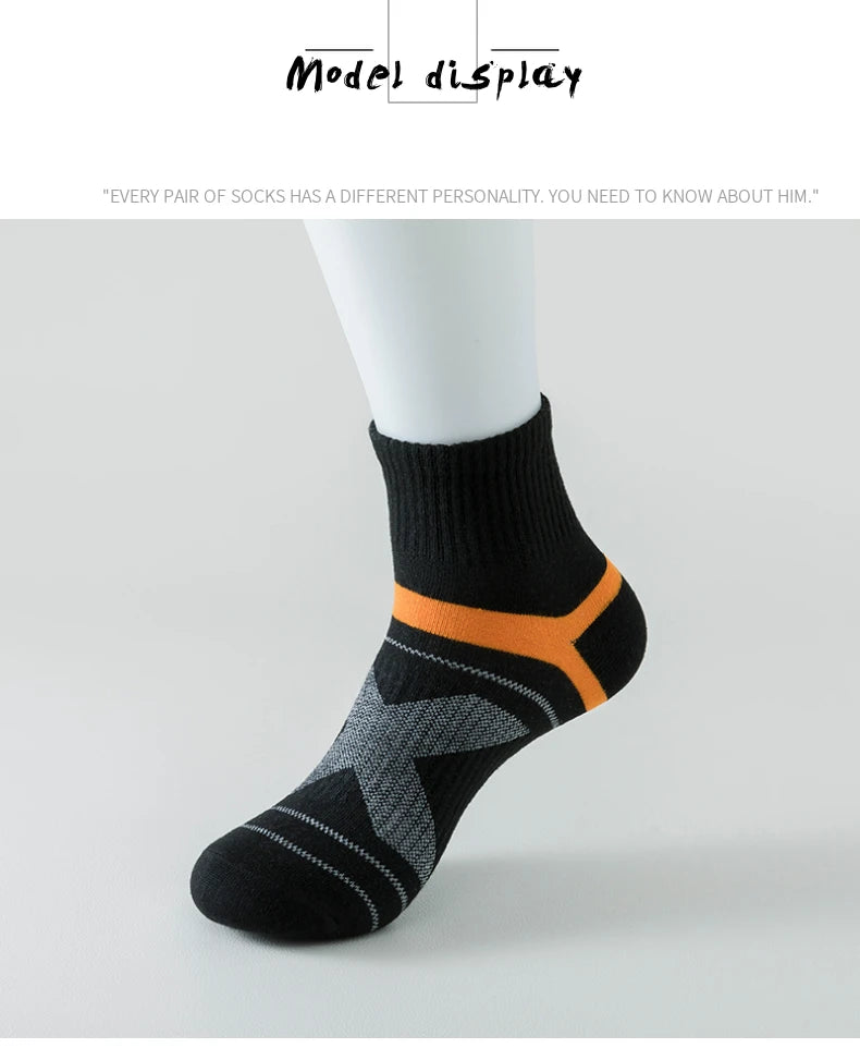 3/5/6 Pairs  Cotton Outdoor Sports Socks, Sweat Absorbing and Odor Resistant Cotton Running Basketball Socks, Trendy Socks