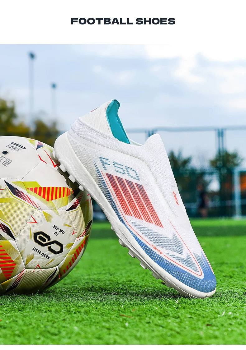 New Men Football Boots Long Spikes Ultralight Match Breathable Indoor Sneakers Soccer Shoes Cleats TF Training Drop Shipping