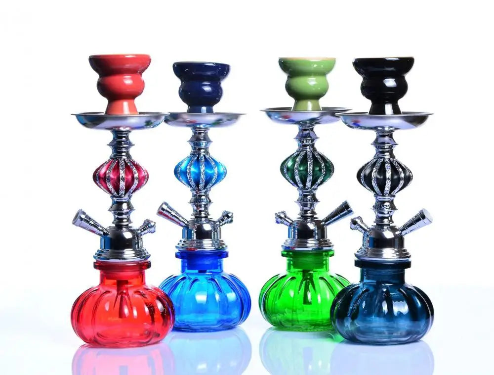 Glass Hookah Set with Ceramic Shisha Bowl Imitation Leather Hose Metal Charcoal Tongs Accessories Chicha Narguile Sheesha Set