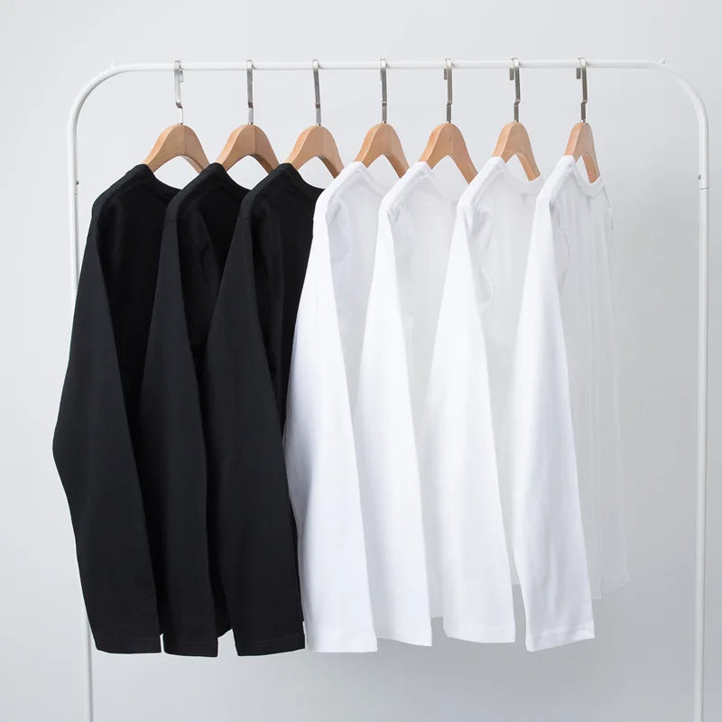 Cotton 100% Long-sleeved Men's T Shirt MRMT 2025 Brand New Round-collar Solid-color Men T-shirt for Male Tshirt Man Tops Tees
