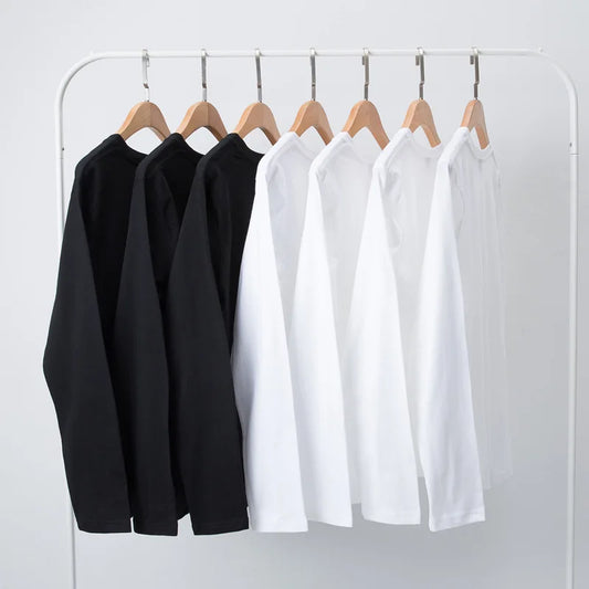 Cotton 100% Long-sleeved Men's T Shirt MRMT 2025 Brand New Round-collar Solid-color Men T-shirt for Male Tshirt Man Tops Tees
