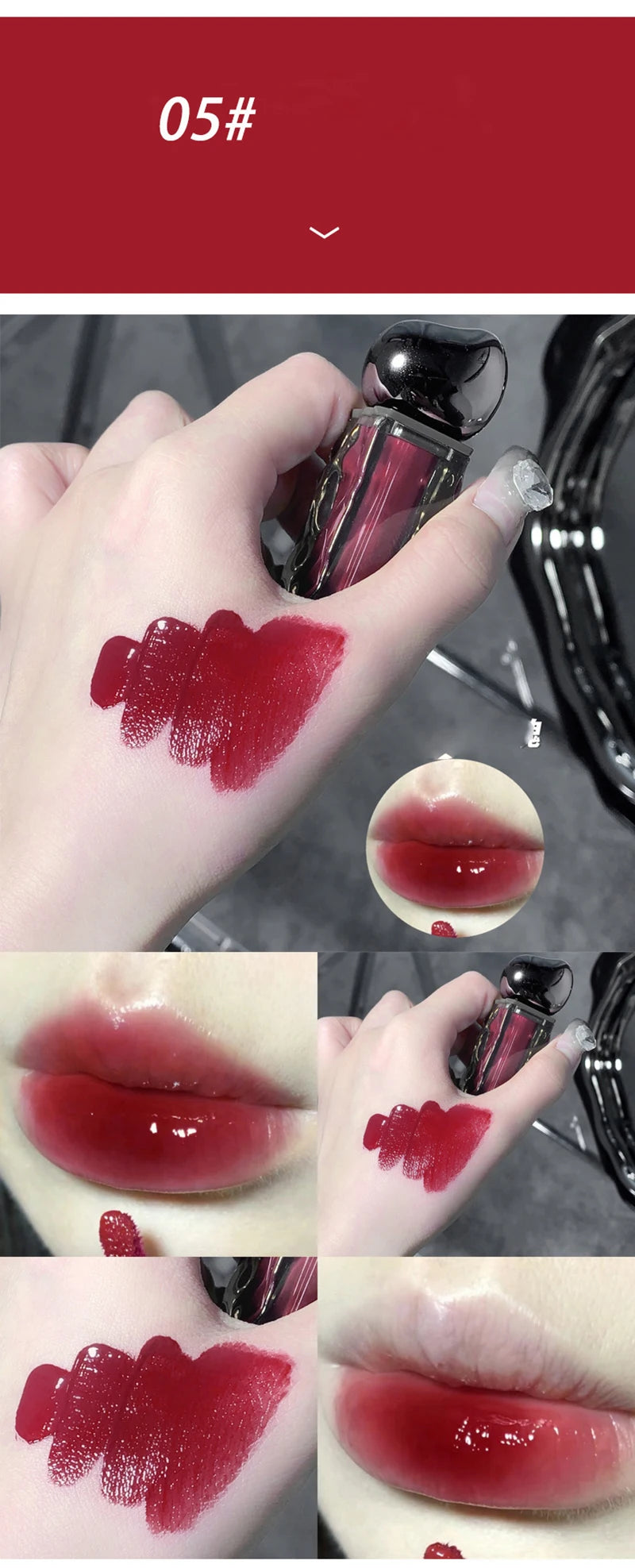 Dark Purple Lip Gloss Water Light Long Lasting Clear Moisturize Mirror Pink Peach Lip Tint Non Stick Cup Liquid Lipstick Makeup