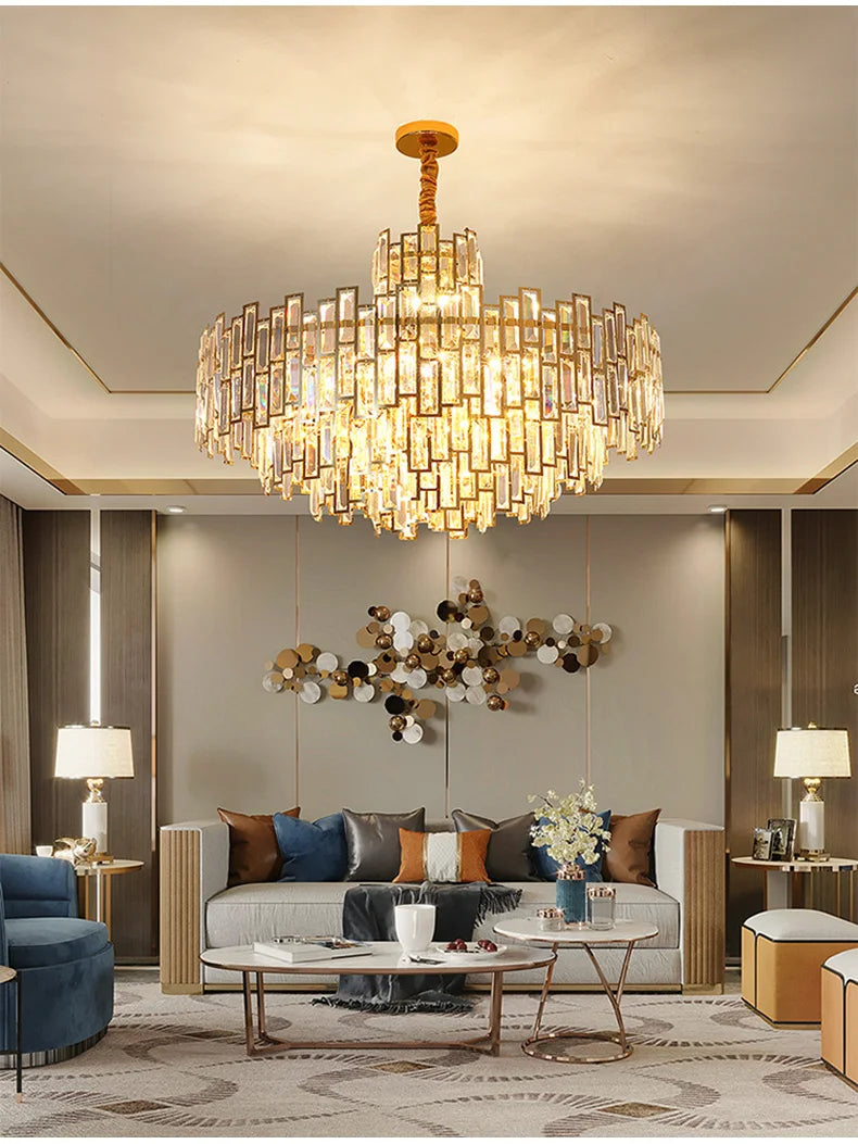 Luxury Crystal Chandelier Ceiling Light Fixture Dining Table Light Led Lighting Lamps Living Rooms Żyrandol Pendant Ceiling Lamp