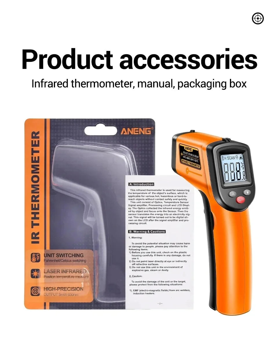 Digital Infrared Thermometer Non-contact Thermometer Industrial Precision Laser Temperature Meter Pyrometer Instrument Tool