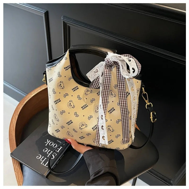 Popular bags for women, new fashionable French printed armpit tote bag, minimalist handbag, diagonal cross bag