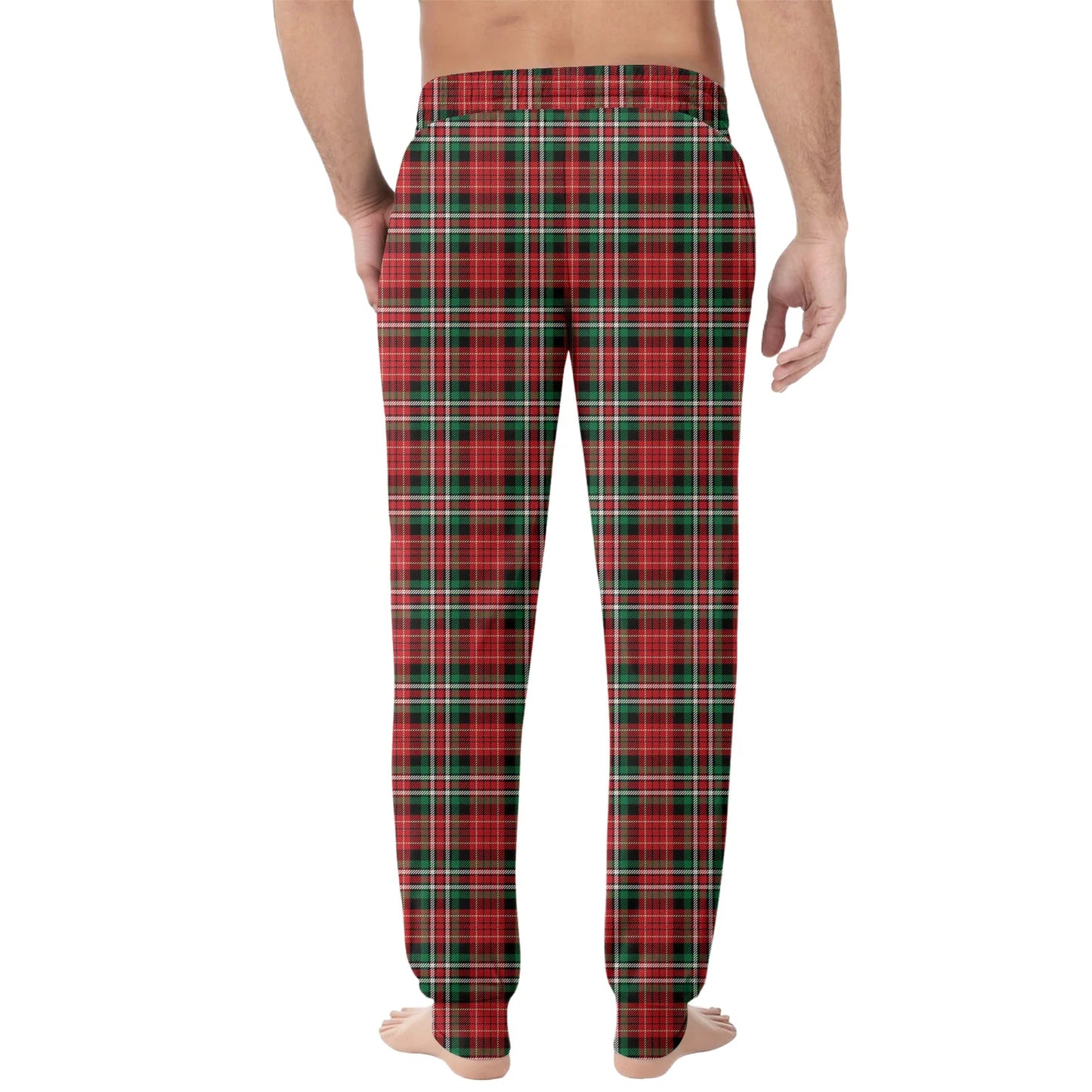 Men'S Plaid Casual Pants Checkered Pattern Cuffed Design Comfortable Fabric Suitable Daily Wear All Seasons Trendy Pajama Pants