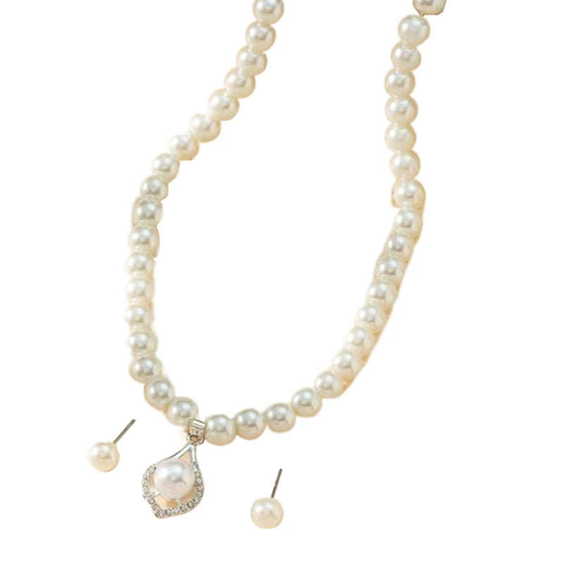 Classic Fashion Pearl Earrings Necklace Beaded Choker Pearl Pendant Necklace 100% brand new quality Classic fashion design