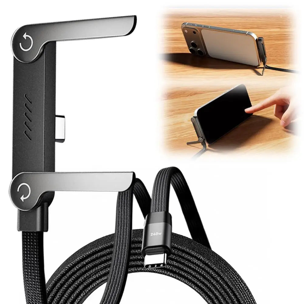 Chargestand 2-in-1 Cable,240W Fast Charging Cable USB Type C USB A,Holder Charger Cable with Stand Charging Cables