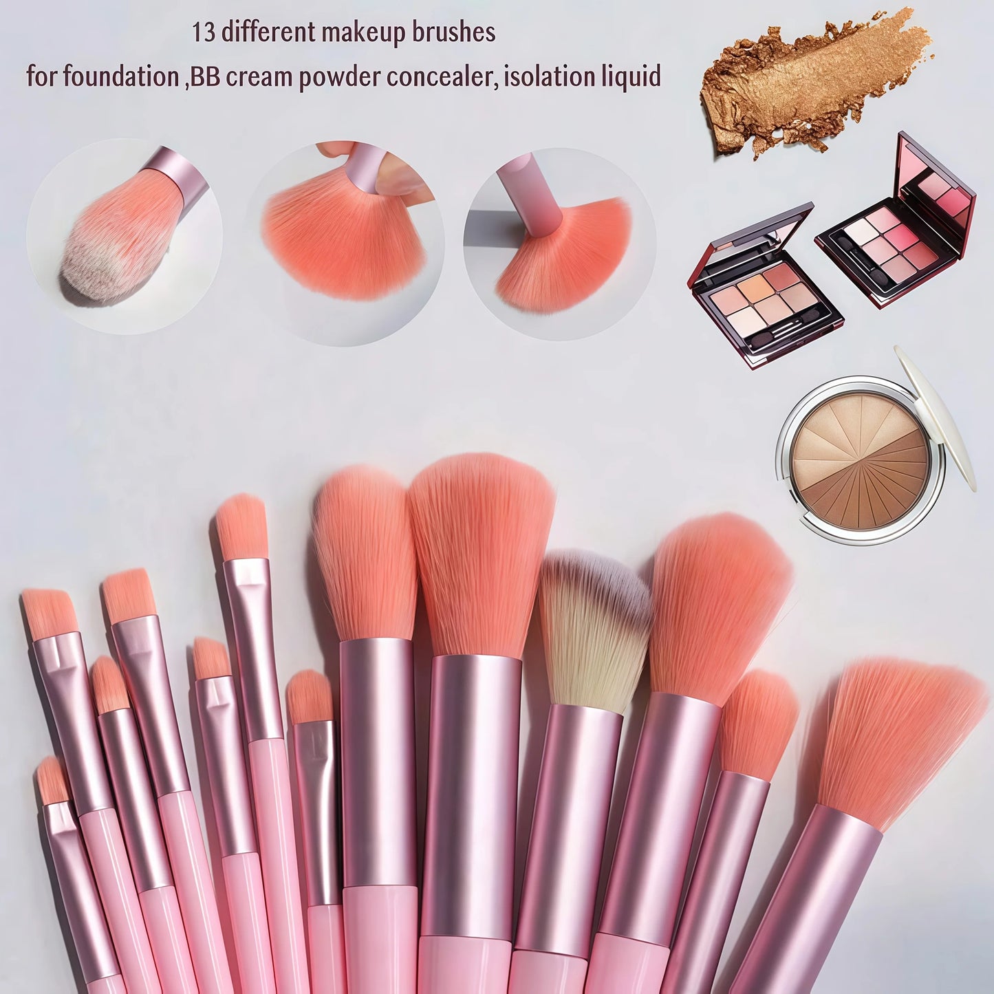 25Pcs Pro Makeup Brush & Sponge Set - 13 Brushes + 12 Hydrophilic Blenders for Liquid/Cream/Powder | Vegan Artist Kit with Pouch