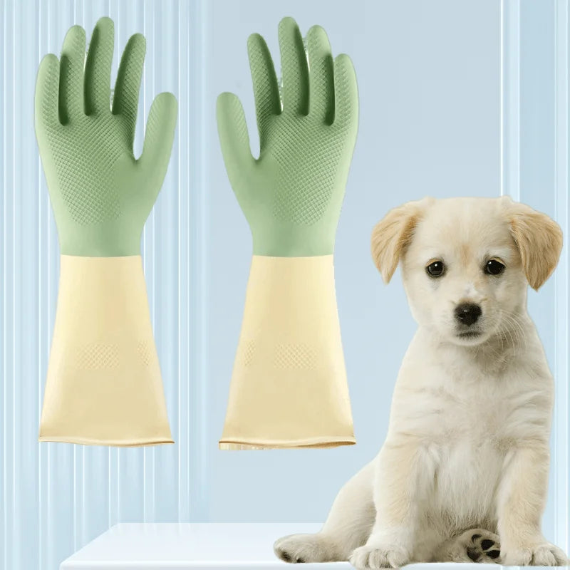 4pcs Waterproof Housework Cleaning Gloves Kitchen Cleaning Latex Laundry Dishwashing Gloves Wear Resistant Rubber Gloves