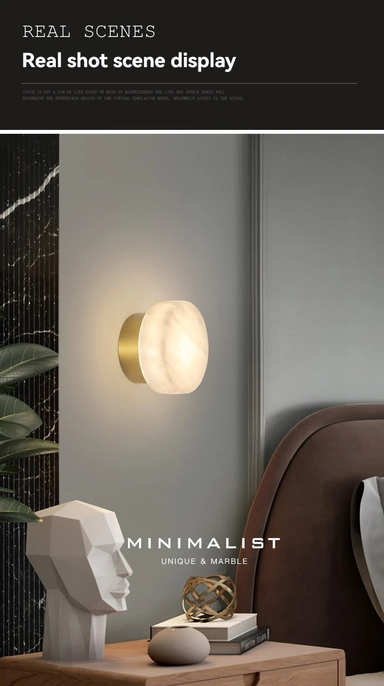 Natural Marble Wall Lamp French Style Background Wall Entryway Staircase Light Modern Indoor Bedside Hallway Lighting Fixture