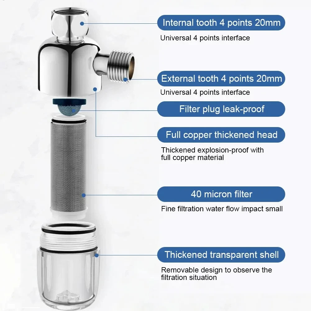 316 Stainless Steel Filter Front Filter Household Inlet Tap Water Shower Anti-Scale Purifier Filter Drinking Water