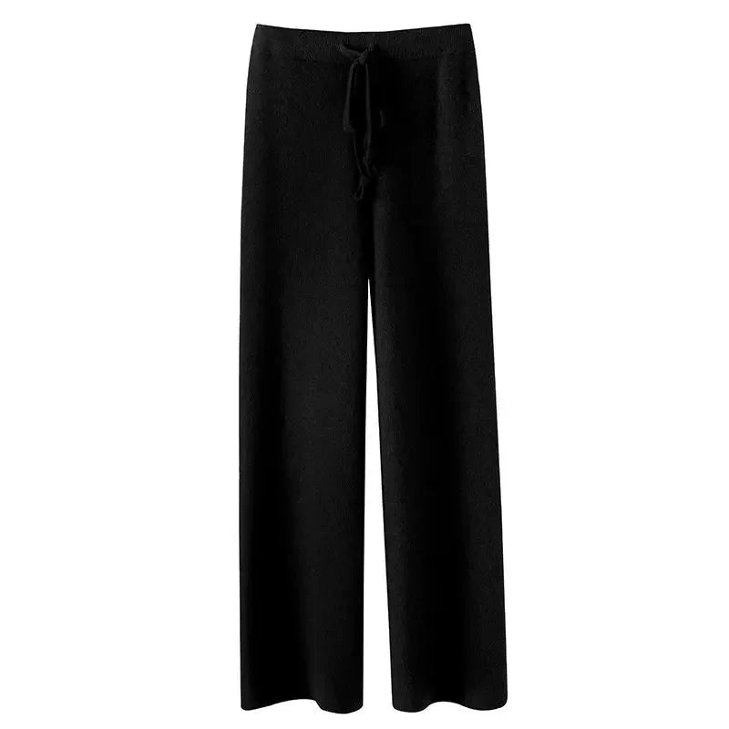 Soft Knitted Pants Women's Autumn/Winter Outerwear Hanging Knitted Wide Leg Pant White Floor Pants Straight Leg Pants