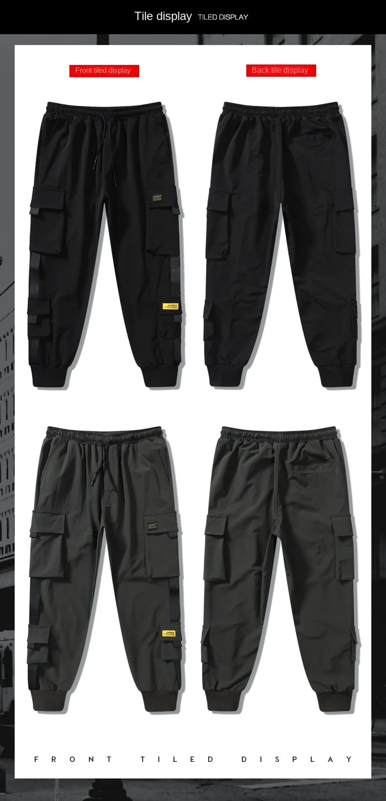 2024 Spring Autumn New Men's Korean Fashion Multi-pocket Loose Ins Nine-minute Drawstring Leg Work Pants Casual Daily Sweatpants