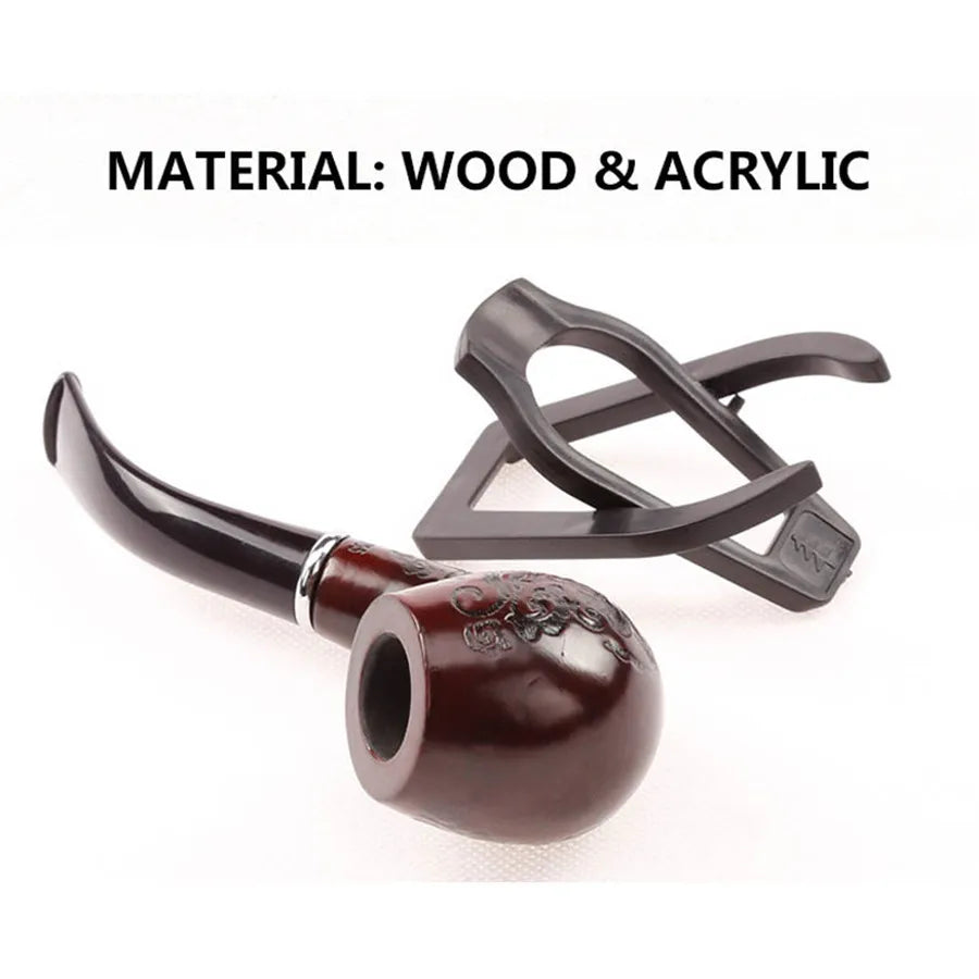 Handmade 14.5cm Length Classic Bent Wooden Smoking Pipe With Beautiful Carve Patterns Smoking Tobacco Dry Herb Pipes