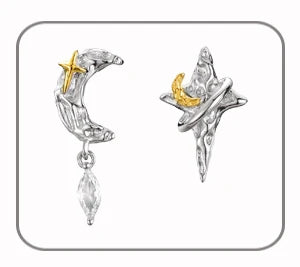 F.I.N.S New Original Simple S925 Sterling Silver Star Ring Women's Double Layer Irregular Adjustable Finger Fine Jewerlry Gifts