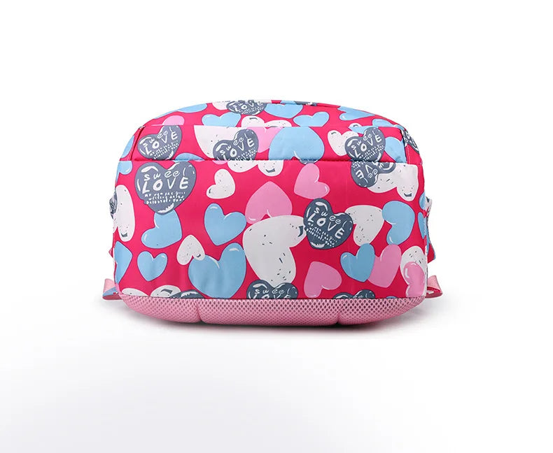 Student Boys And Girls School Bags Love Heart Printed Student Shoulder School Bags 1-6 Grade Light Weight Double  Shoulder Bags