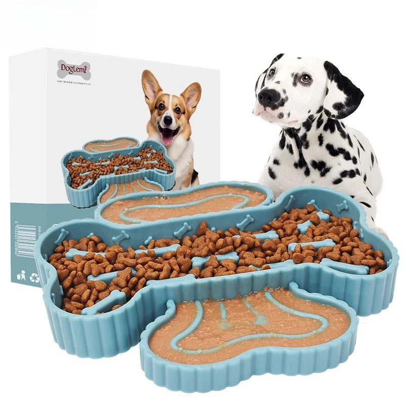 Portable TPR Dog Food Bowl Training Slow Feeder Dogs Bowl Dry Wet Separation Pet Bowls Licking Bottom Suction Cup Pets Supplies