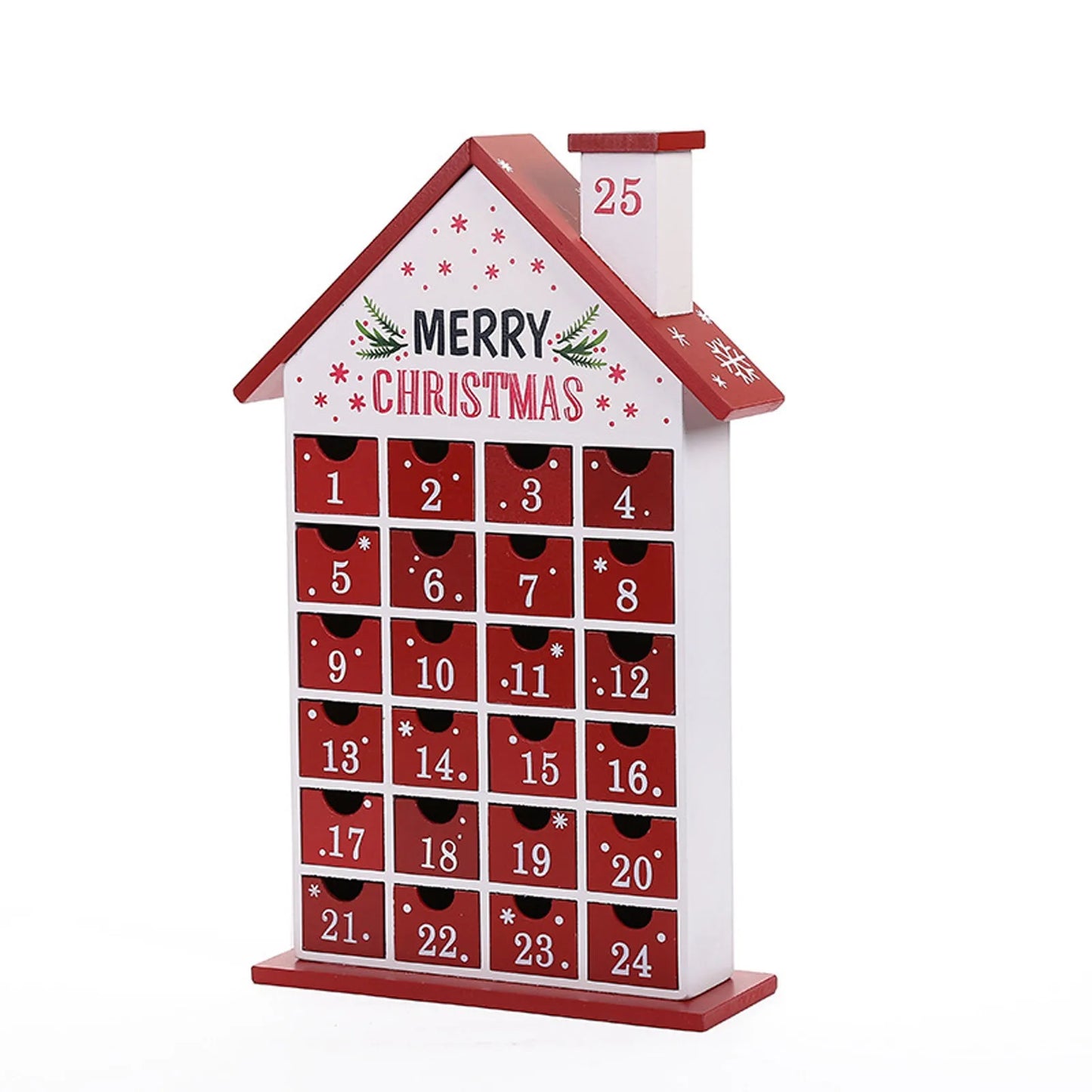 Christmas Countdown Calendar Box Wooden Christmas Small House Decorations Festival Gift Holiday Party Atmosphere Decoration