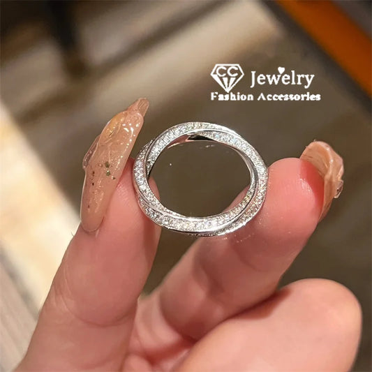 CC Sterling Ring For Women Marriage Fashion Accessories Fine Engagement Proposal White Gold Plated Wedding Jewelry CC708