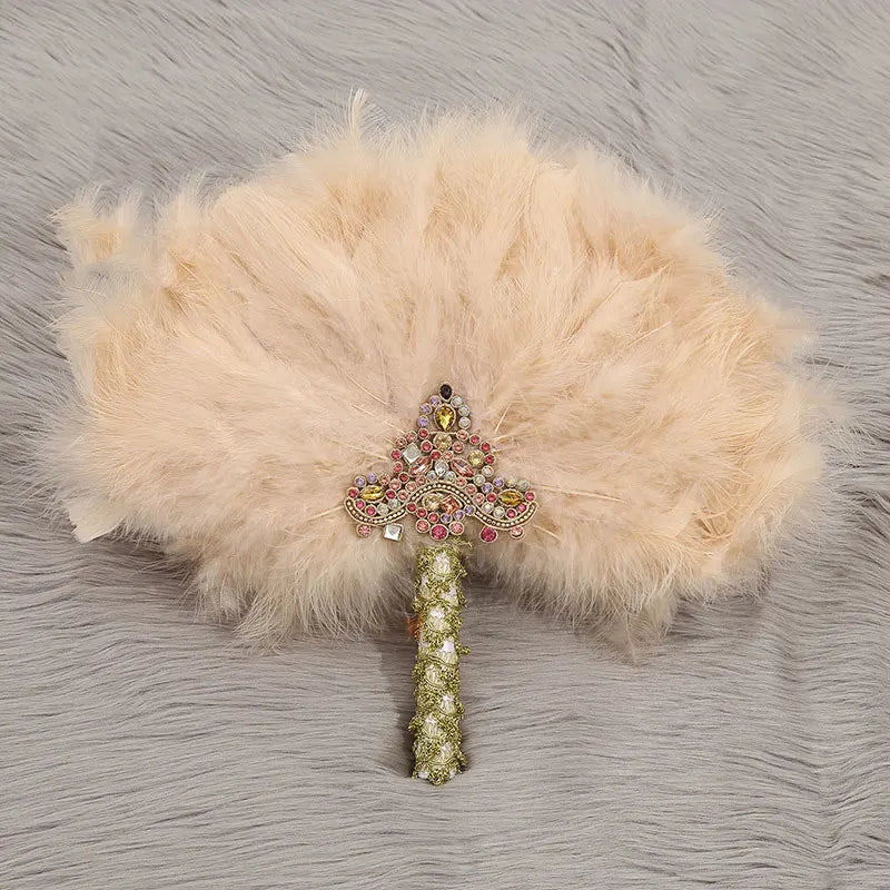 Western Wedding Bride Holding Fan, Big Round Feather Fan, Stage Performance, Dance Fan, Photography Prop, Wedding Supplies