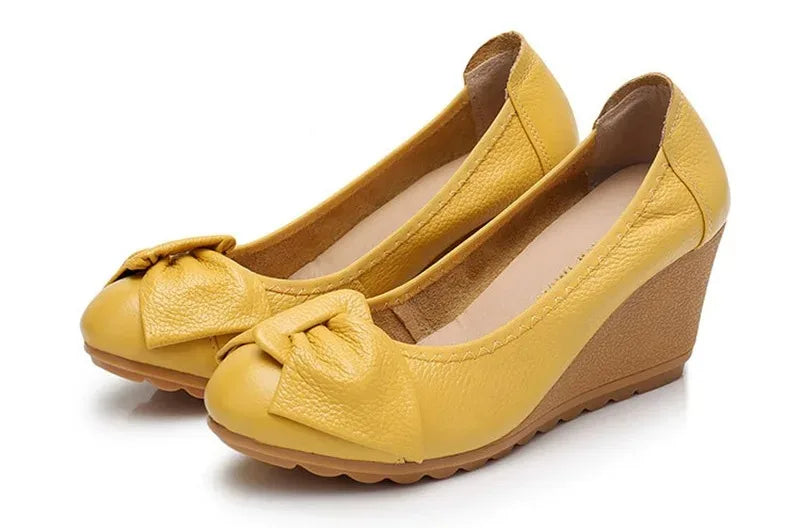 Women's Shoes New Fashion Genuine Leather High Heels Women Wedge Shoes Elegant Casual Woman Shoes Ladies Wedges Female Footwear