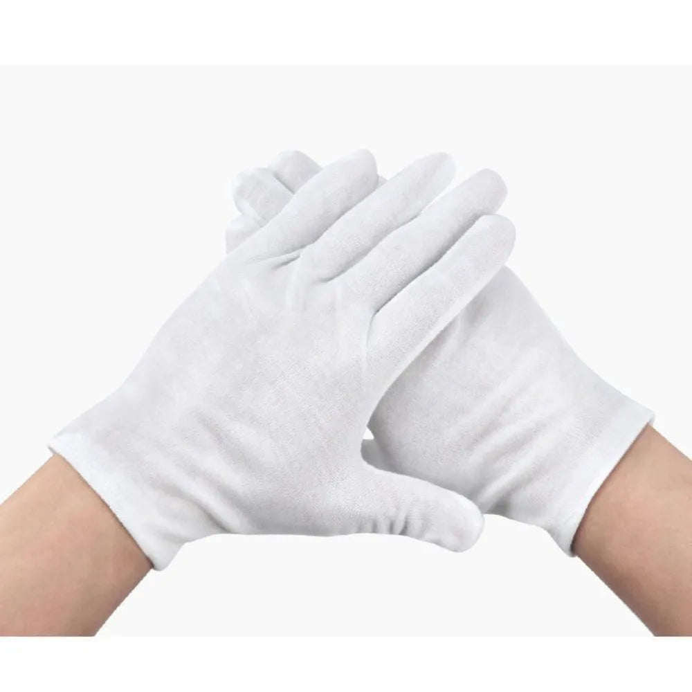 5Pair White Cotton Gloves Full Finger Men Women Waiters/drivers/Jewelry/Workers Mittens Sweat Absorption Gloves Hands Protector
