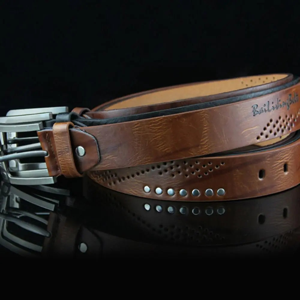 Genuine Leather Men's Belt Luxury High Quality Classic Buckle Business Cowboy Vintage Waistband Alloy Belts
