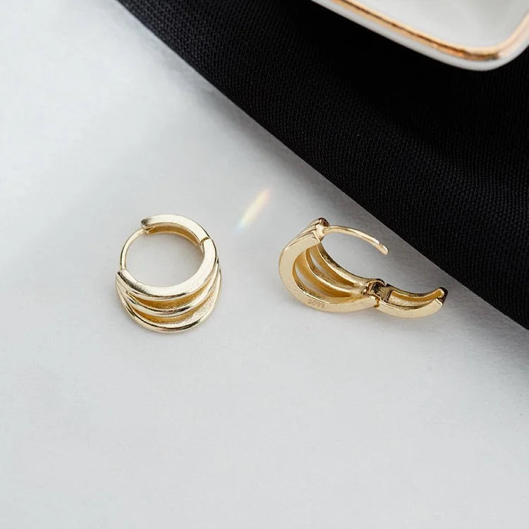 925 Sterling Silver Three layers Earrings Simple Temperament Exquisite Hot Semale Sexy Jewelry Gift