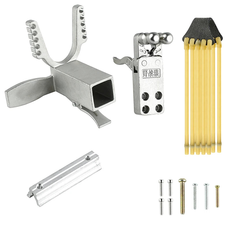 Slingshot Machinery Stainless Steel Parts Long-rod Slingshot Parts Trigger Rubber Belt Hunting Tactical Supplies Accessories