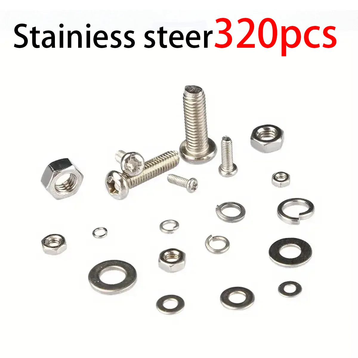 320pcs Stainless Steel Screw Nut Bolt Assortment Kit M2 M2.5 M3 M4 M5 Nuts and Bolts Assortment