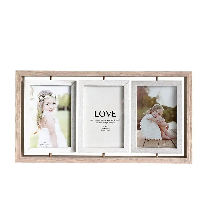 Picture Frames 4x6 Rotating Family Photo Frame,Office Desk Decor Wedding Gift, Floating Double-Sided Glass Tabletop Standing