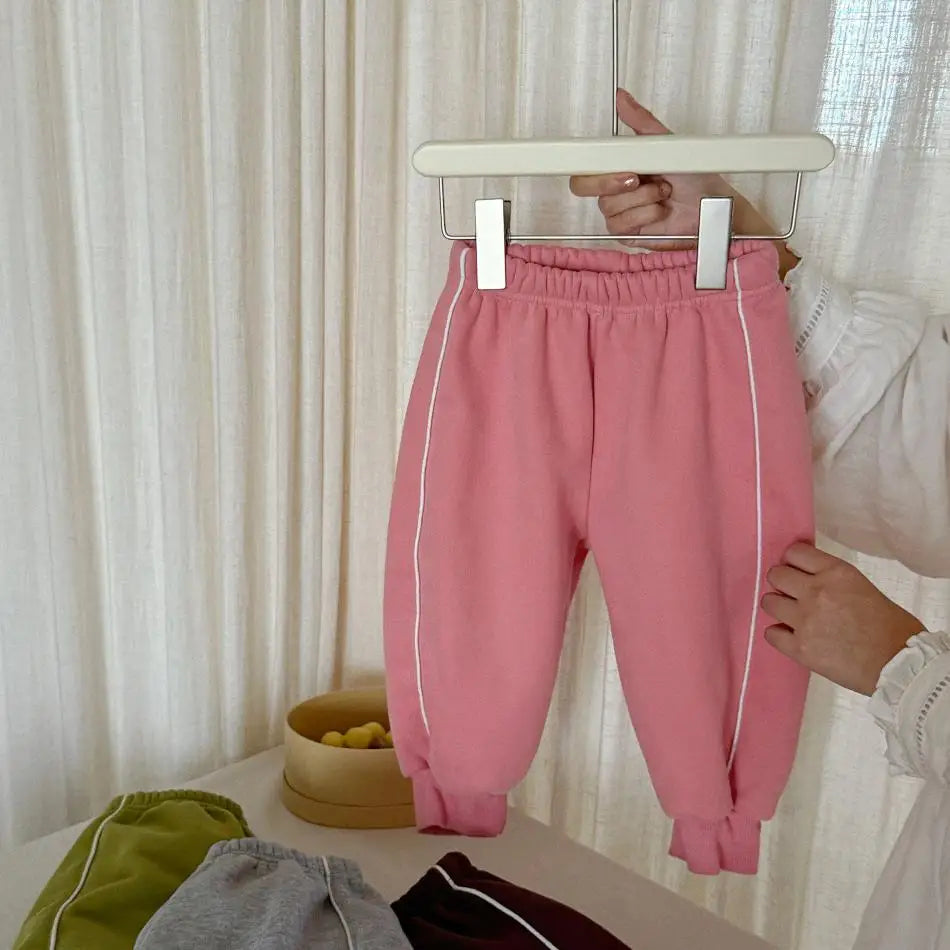 2025 Winter New Children Casual Pants Plus Velvet Thick Girls Fleece Sweat Pants Solid Kids Boys Warm Trousers Baby Clothes