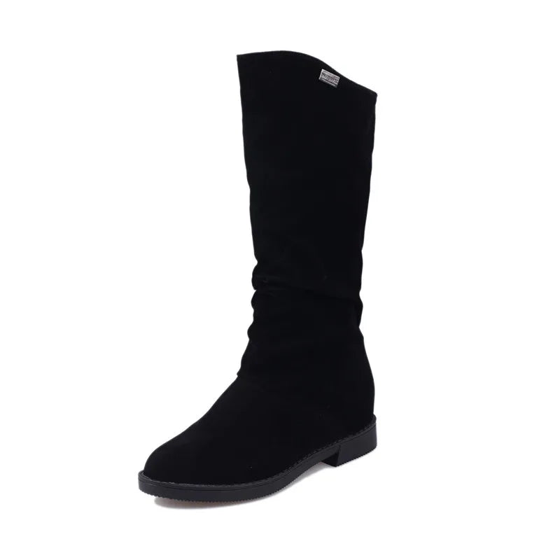 New Winter Shoes Women Snow Boots Flat Non-slip Mid-Calf Boots Soft Brand Ladies Footwear Black Red YX1749