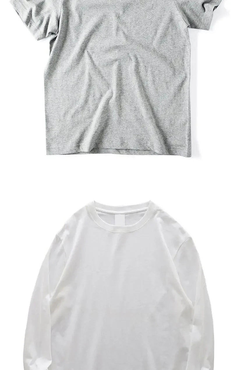 Men Women 100% Cotton  T-shirt Solid Color Trend Leisure Short Sleeve Black White Gray High Quality Heavy Fabric Loose T Shirt