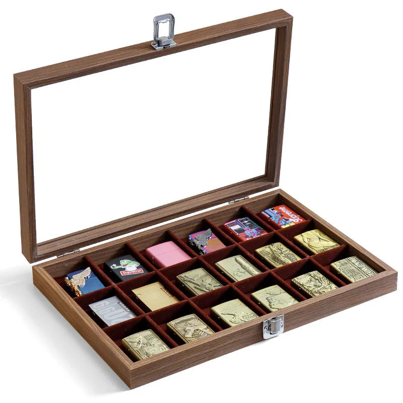 Lighter Storage Box Lighter Holder Display Box Windproof Lighter Display Stand Transparent With Lid Dustproof Large Capacity