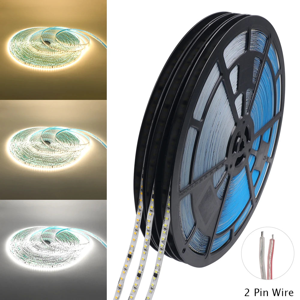 Adhesive Led Light Strip 10M 50M AC 220V 2835 120LEDs/m tiras de luces led Waterproof Ribbon Home Decor 3000K 4000K 6000K