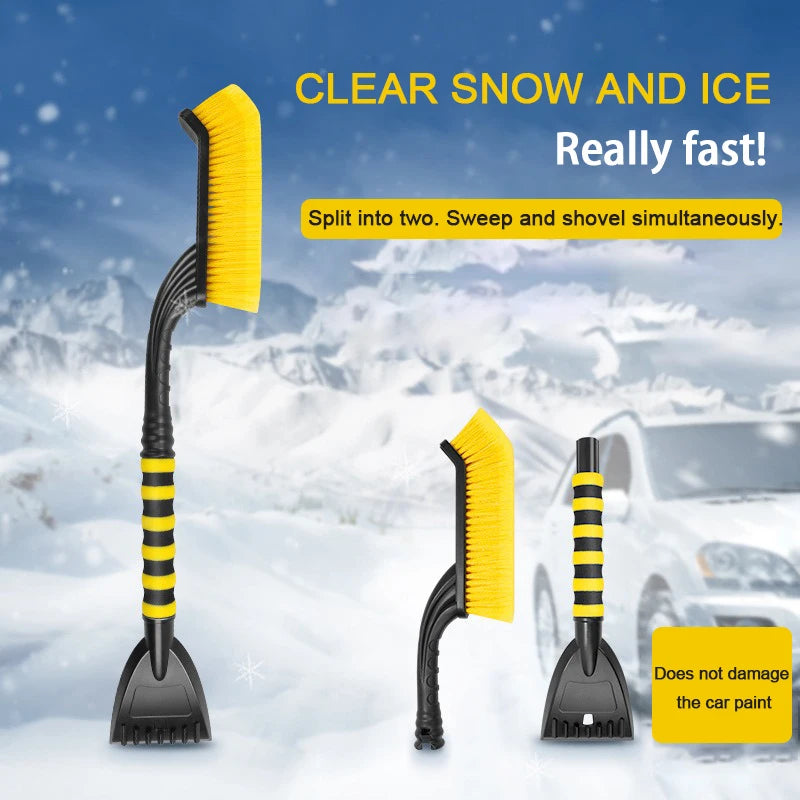 Car Snow Removal Operation Winter Rubbing Board Retractable Brush With Detachable Ice Scraper And Auto Windshield Snow Shovel