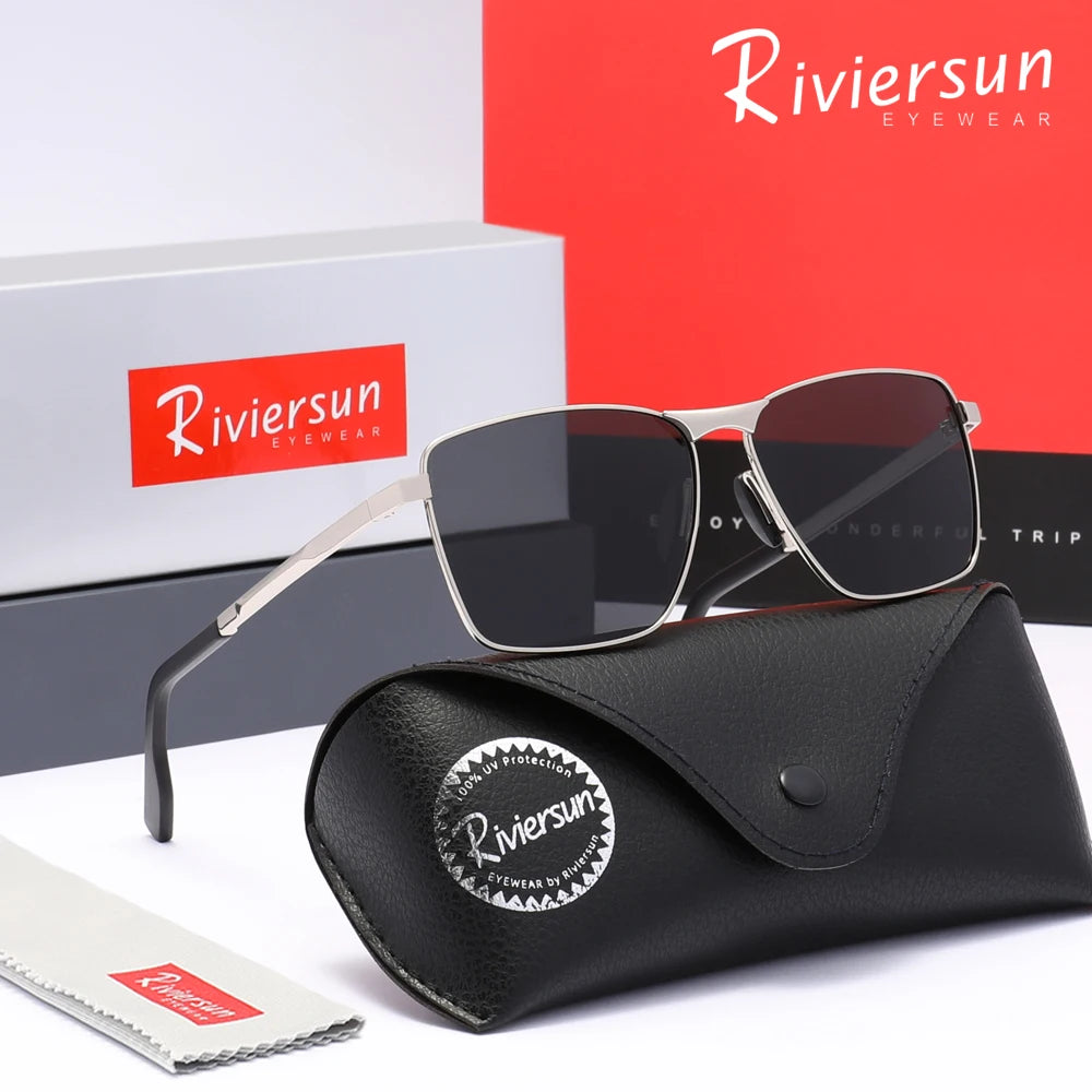 Trendy Polarized Sunglasses Men Women Rectangular Frame Glasses UV400 Driving Outdoor Summer Classical Eyeglasses