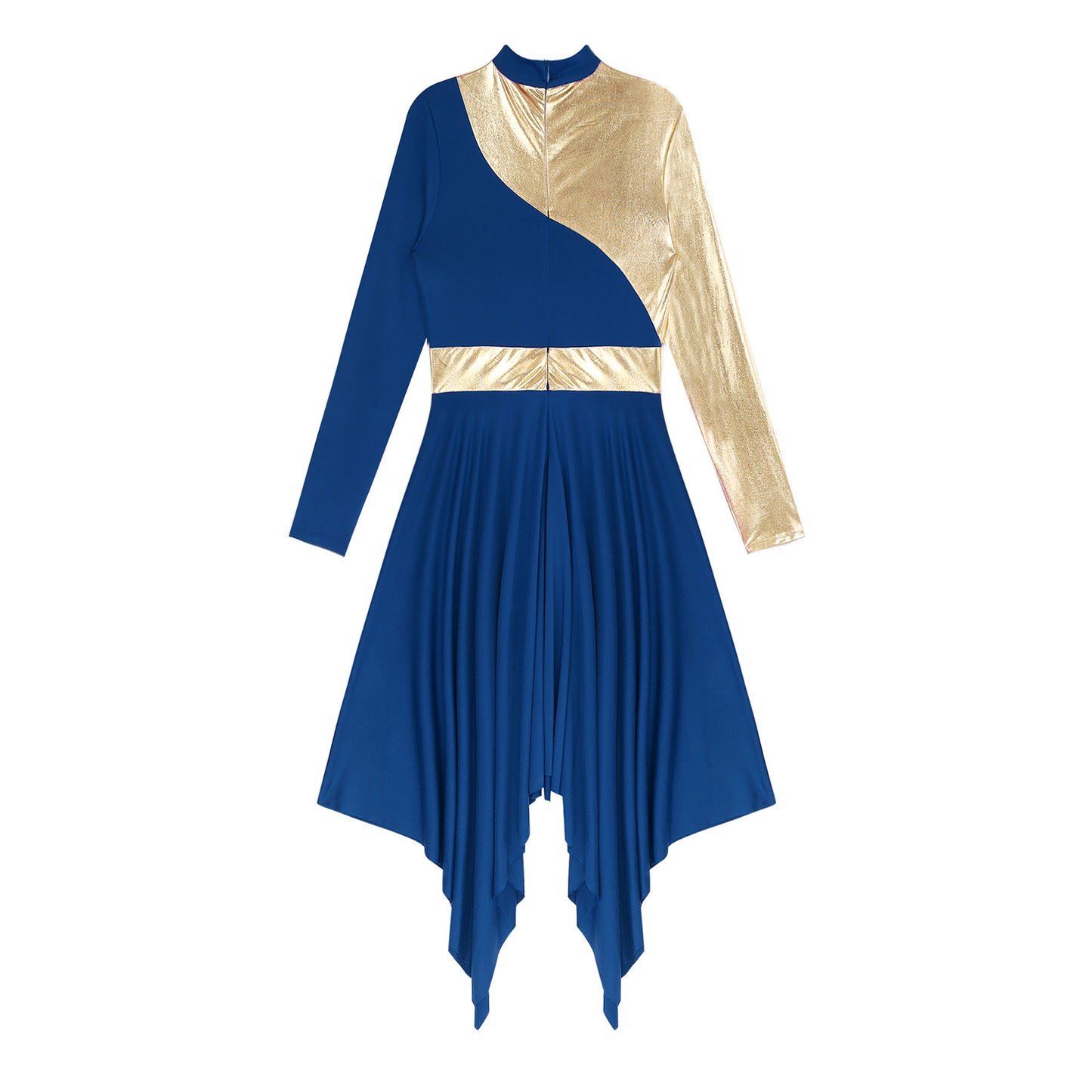 Women Modern Lyrical Dance Dress Waltz Ballroom Performance Costume Church Choir Worship Gown Long Sleeve Shiny Dancewear