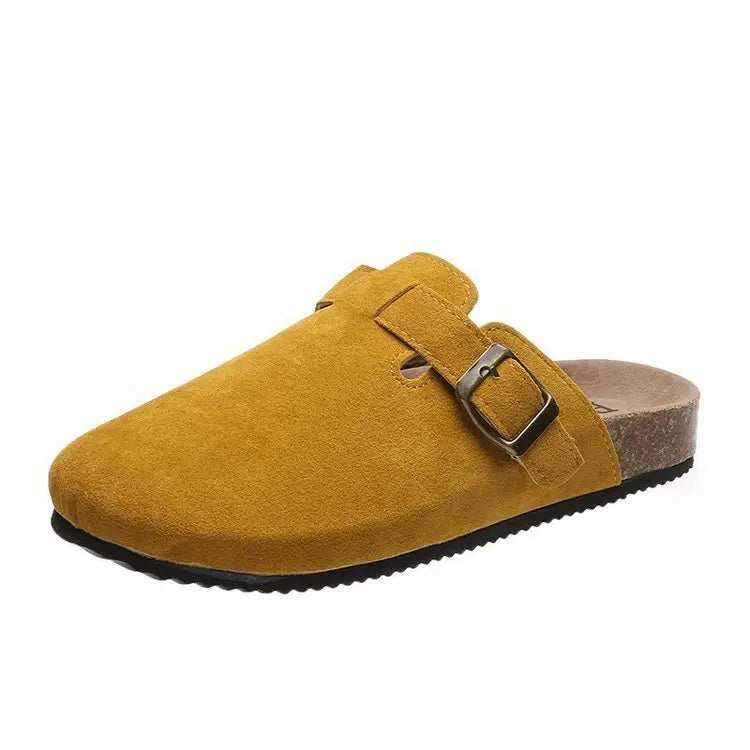 Cork Footbed Slippers For Women Men Fashion Clogs Leather Mules Female Home Street Shoes With Arch Support Indoor Outdoor Slides