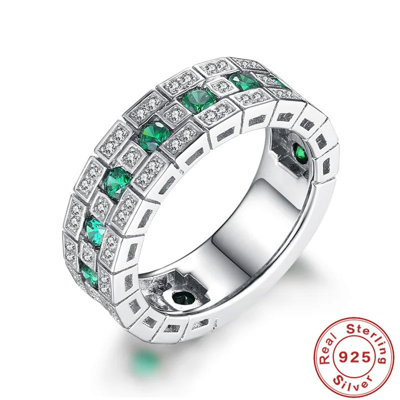 925 Sterling Silver Ring Set with Zircon Crystal Rings for Women's Glamour Jewelry Engagement Wedding Gifts